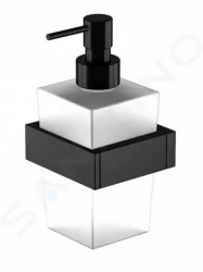 STEINBERG - 460 Dávkovač mýdla s držákem, bílé sklo/matná černá (460 8001 S)