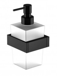 STEINBERG - 460 Dávkovač mýdla s držákem, bílé sklo/matná černá (460 8001 S)