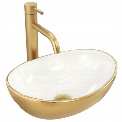 Umyvadlo na desku Basaro Sofia - Bílozlaté (BAS-U1007)