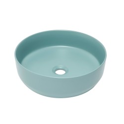 Umyvadlo na desku SAT Infinitio 39x39 cm zelená mat bez otvoru pro baterii SATINF3939LGEM (SATINF3939LGEM)