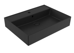 Umyvadlo SAT Infinitio 60,5x46,5 cm černá mat otvor pro baterii uprostřed SATINF6046BKM (SATINF6046BKM)