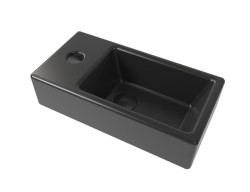 Umývátko SAT Brevis 40,5x20,5 cm černé otvor pro baterii vlevo SATBRE4020SLBKM (SATBRE4020SLBKM)