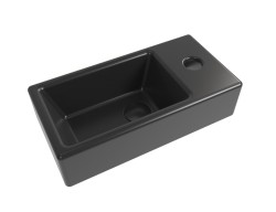 Umývátko SAT Brevis 40,5x20,5 cm černé otvor pro baterii vpravo SATBRE4020SRBKM (SATBRE4020SRBKM)