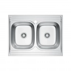 VELAZO - Dvoukomorový dřez 80 × 60, mikrodekor se sifonem VELAZ(8060BD)