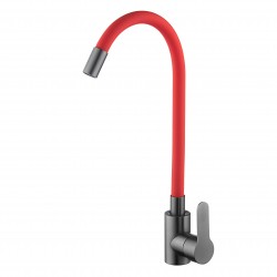 VELAZO - Kuchyňská baterie s flexibilním výtokem červená/ grafit VELAZ(8105BR)