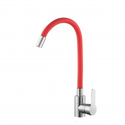VELAZO - Kuchyňská baterie s flexibilním výtokem červená/ ocel VELAZ(8105SR)