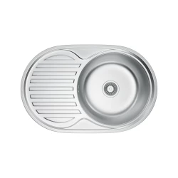 VELAZO - Oválný kuchyňský dřez 77 × 50, saténová ocel, se sifonem VELAZ(7750S)