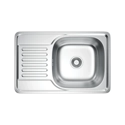 VELAZO - Saténový ocelový dřez 66 × 42 s jednou mísou a sifonem VELAZ(6642S)