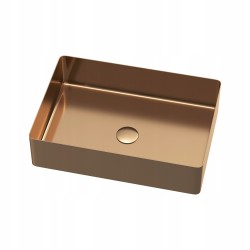 VELAZO - Umyvadlo na desku z nerezové oceli 50 x 35 cm s Click-Clack, PVD růžovo-zlatým povrchem VELAZ(5035Z)