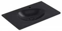 VILLEROY & BOCH - Antao Umyvadlo nábytkové 80x50 cm, s přepadem, otvor pro baterii, CeramicPlus, ViFlow, Pure Black (4A7584R7)