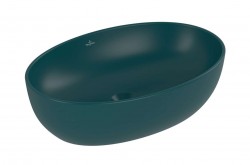 VILLEROY & BOCH - Artis Umyvadlo na desku 48x33 cm, bez přepadu, bez otvoru pro baterii, CeramicPlus, Teal (438848TE)