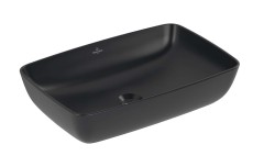 VILLEROY & BOCH - Artis Umyvadlo na desku 58x39 cm, bez přepadu, bez otvoru pro baterii, CeramicPlus, Pure Black (417258R7)