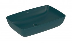 VILLEROY & BOCH - Artis Umyvadlo na desku 58x39 cm, bez přepadu, bez otvoru pro baterii, CeramicPlus, Teal (417258TE)