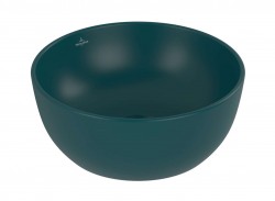 VILLEROY & BOCH - Artis Umývátko na desku, průměr 33 cm, bez přepadu, bez otvoru pro baterii, CeramicPlus, Teal (438932TE)