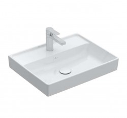 VILLEROY & BOCH - Collaro Umyvadlo 55x44 cm, bez přepadu, otvor pro baterii, CeramicPlus, Stone White (4A3356RW)