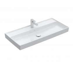 VILLEROY & BOCH - Collaro Umyvadlo nábytkové 100x47 cm, bez přepadu, otvor pro baterii, CeramicPlus, Stone White (4A33A2RW)