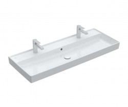VILLEROY & BOCH - Collaro Umyvadlo nábytkové 120x47 cm, s přepadem, 2 otvory pro baterii, CeramicPlus, Stone White (4A33C4RW)