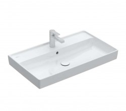 VILLEROY & BOCH - Collaro Umyvadlo nábytkové 80x47 cm, s přepadem, otvor pro baterii, CeramicPlus, Stone White (4A3380RW)