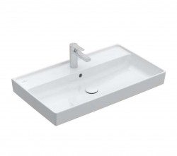 VILLEROY & BOCH - Collaro Umyvadlo nábytkové 80x47 cm, s přepadem, otvor pro baterii, CeramicPlus, Stone White (4A338GRW)