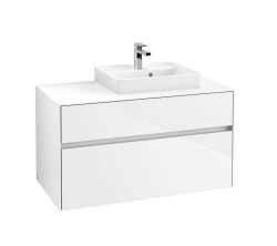 VILLEROY & BOCH - Collaro Umyvadlová skříňka, 100x55x50 cm, 2 zásuvky, Glossy White (C01500DH)