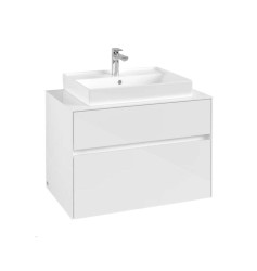 VILLEROY & BOCH - Collaro Umyvadlová skříňka, 80x55x50 cm, 2 zásuvky, Glossy White (C08000DH)