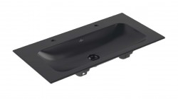 VILLEROY & BOCH - Finion Dvojumyvadlo nábytkové 100x50 cm, bez přepadu, 2 otvory pro baterie, CeramicPlus, Pure Black (4164A1R7)
