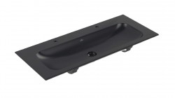 VILLEROY & BOCH - Finion Dvojumyvadlo nábytkové 120x50 cm, bez přepadu, 2 otvory pro baterie, CeramicPlus, Pure Black (4164C1R7)
