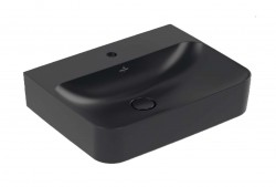 VILLEROY & BOCH - Finion Umyvadlo 60x47 cm, bez přepadu, otvor pro baterii, CeramicPlus, Pure Black (416861R7)