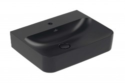 VILLEROY & BOCH - Finion Umyvadlo 60x47 cm, bez přepadu, otvor pro baterii, CeramicPlus, Pure Black (41686LR7)