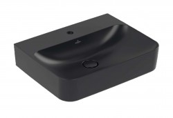 VILLEROY & BOCH - Finion Umyvadlo 60x47 cm, skrytý přepad, otvor pro baterii, CeramicPlus, Pure Black (416864R7)