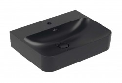 VILLEROY & BOCH - Finion Umyvadlo 60x47 cm, skrytý přepad, otvor pro baterii, CeramicPlus, Pure Black (41686CR7)