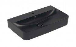 VILLEROY & BOCH - Finion Umyvadlo 80x47 cm, skrytý přepad, otvor pro baterii, CeramicPlus, Pure Black (416884R7)