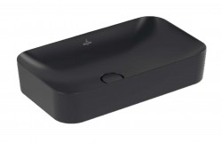 VILLEROY & BOCH - Finion Umyvadlo na desku 60x35 cm, bez přepadu, bez otvoru pro baterii, CeramicPlus, Pure Black (414361R7)