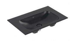 VILLEROY & BOCH - Finion Umyvadlo nábytkové 80x50 cm, bez přepadu, bez otvoru pro baterii, CeramicPlus, Pure Black (416483R7)