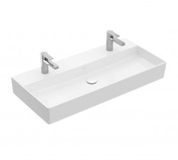 VILLEROY & BOCH - Memento 2.0 Dvojumyvadlo 100x47 cm, bez přepadu, 2 otvory pro baterii, alpská bílá (4A22A101)