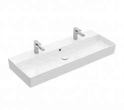 VILLEROY & BOCH - Memento 2.0 Dvojumyvadlo 120x47 cm, s přepadem, 2 otvory pro baterii, alpská bílá (4A22C401)
