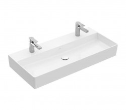 VILLEROY & BOCH - Memento 2.0 Dvojumyvadlo nábytkové 100x47 cm, bez přepadu, 2 otvory pro baterii, alpská bílá (4A221K01)