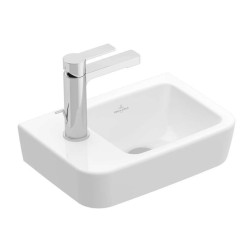 VILLEROY & BOCH - O.novo Umývátko Compact 36x25 cm, bez přepadu, 1 otvor pro baterii vlevo, CeramicPlus, alpská bílá (434237R1)