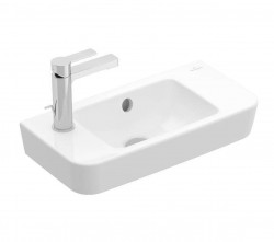 VILLEROY & BOCH - O.novo Umývátko Compact 50x25 cm, s přepadem, 1 otvor pro baterii vlevo, alpská bílá (4342L501)