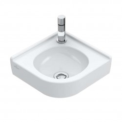 VILLEROY & BOCH - O.novo Umývátko rohové 32x32 cm, bez přepadu, 1 otvor pro baterii, CeramicPlus, alpská bílá (731033R1)