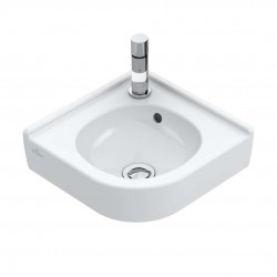 VILLEROY & BOCH - O.novo Umývátko rohové 32x32 cm, s přepadem, 1 otvor pro baterii, CeramicPlus, alpská bílá (731032R1)