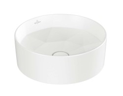 VILLEROY & BOCH - Octagon Umyvadlo na desku, průměr 42 cm, bez přepadu, bez otvoru pro baterii, CeramicPlus, Stone White (5A5640RW)