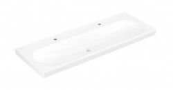 VILLEROY & BOCH - Skyla Umyvadlo 120x46 cm, bez přepadu, 2 otvory pro baterii, CeramicPlus, Stone White (5A51C2RW)