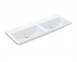 VILLEROY & BOCH - Subway 3.0 Dvojumyvadlo nábytkové 130x47 cm, bez přepadu, bez otvoru pro baterie, CeramicPlus, Stone White (4A71D3RW)