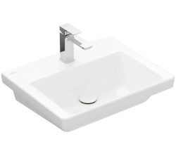 VILLEROY & BOCH - Subway 3.0 Umyvadlo 55x44 cm, bez přepadu, otvor pro baterii, CeramicPlus, Stone White (4A7056RW)