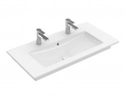 VILLEROY & BOCH - Venticello Umyvadlo nábytkové 100x50 cm, s přepadem, 2 otvory pro baterii, CeramicPlus, alpská bílá (4104AKR1)
