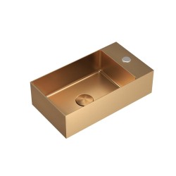 Závěsné umyvadlo v barvě rosegold SAT Aurum 40x22 cm bez přepadu SATAUR4022BRG (SATAUR4022BRG)
