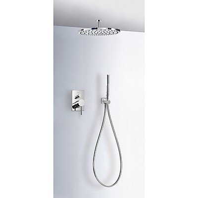 TRES - Podomítkový jednopákový sprchový set MAXs uzávěrem a regulací průtoku. Včetně podomítkového tělesa Pevná sprcha O 3 (06218080)